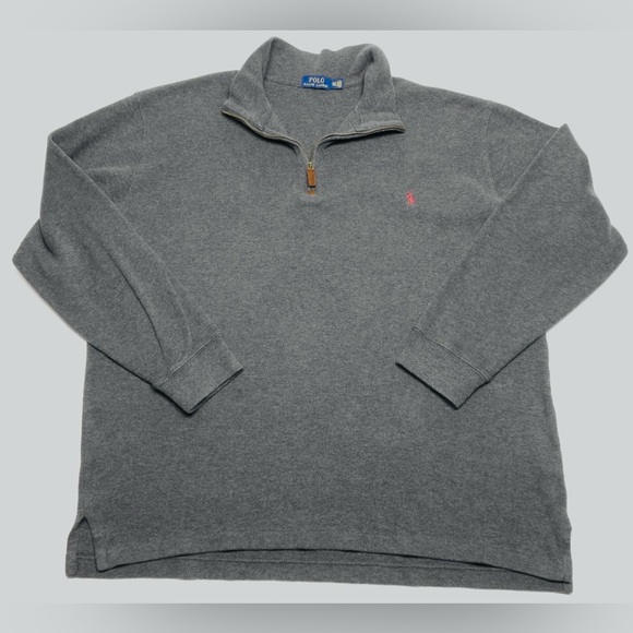 Polo Ralph Lauren Estate-Rib QuarterZip Heather Gray Pullover XXL 100% COTTON